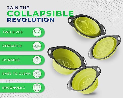 Collapsible Silicone Colanders by Comfify for Pasta Veggies