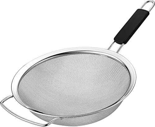 10 Large Fine Mesh Strainer with Thermo Plastic Rubber Handle