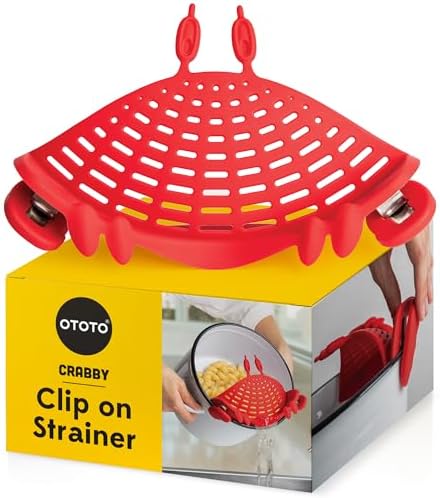 Red Crab Pasta Strainer - Time-Saving Clip-On Colander for Busy Households