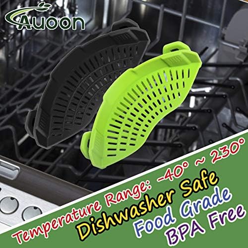 Compact Clip-On Strainer Set - Heat-Resistant dishwasher Safe 2PACK BlackGreen