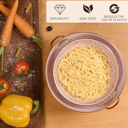 BeFare Metal Colander Set 35 5 Qt Self-Draining Powder Coated Kitchen Essentials