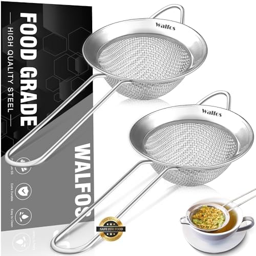 Walfos Small Fine Mesh Strainer with Handle Stainless Steel Tea Coffee Sifter