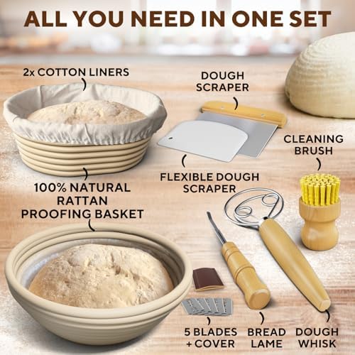 Complete Bread Proofing Baskets Set - Premium Sourdough Kit