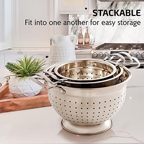 OVENTE Premium Stainless Steel Colander Set of 3