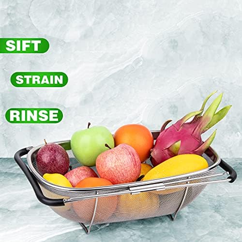Sturdy 6-Quart Over The Sink Colander for Fruit Vegetables More