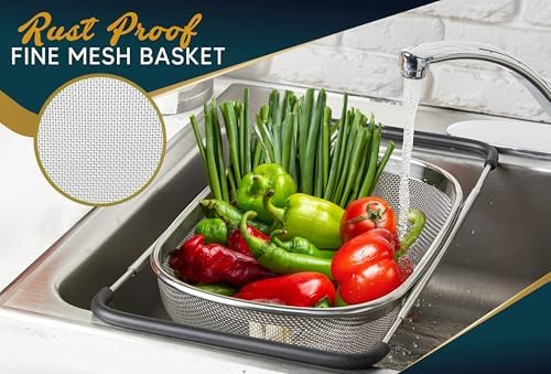 6 Quart Over the Sink Strainer with Extendable Handles