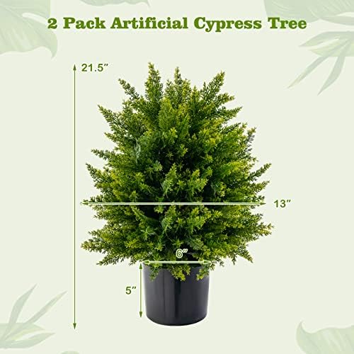 Goplus 215 Artificial Cedar Tree Set of 2