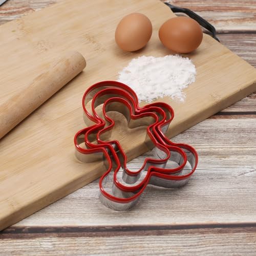 Gingerbread Man Cookie Cutters 3PCS Stainless Steel Christmas Baking Tools