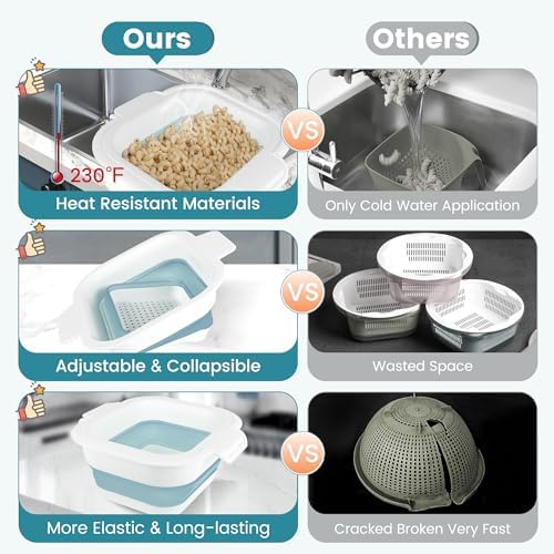 Collapsible Colander Set with Strainer Bowl 2-in-1 Kitchen Essential