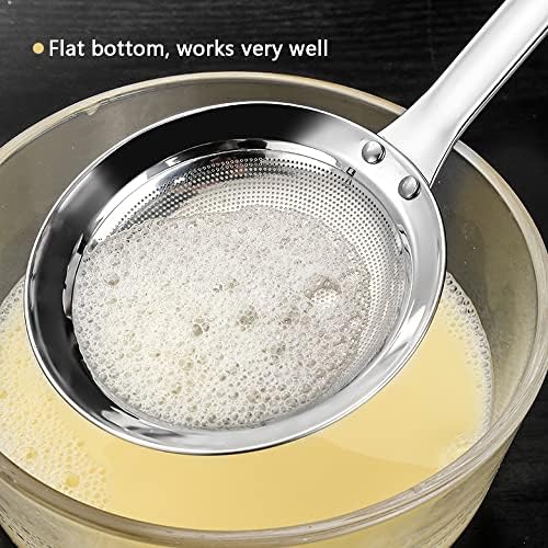 Stainless Steel Kitchen Skimmer Strainers Fine Mesh Sieve with Handle 2-Pack