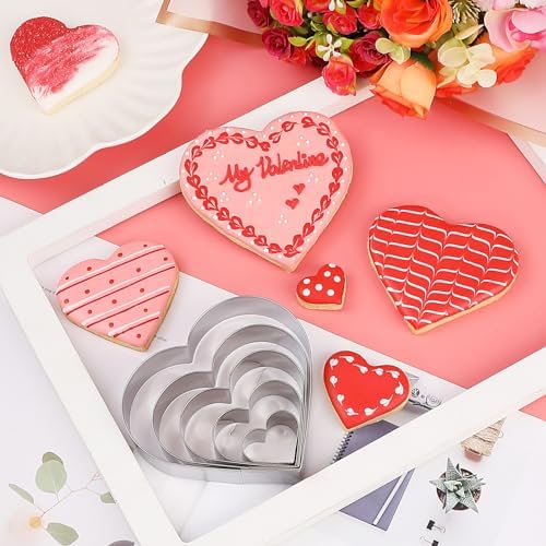 BakingWorld Heart Cookie Cutter Set for Valentines Day
