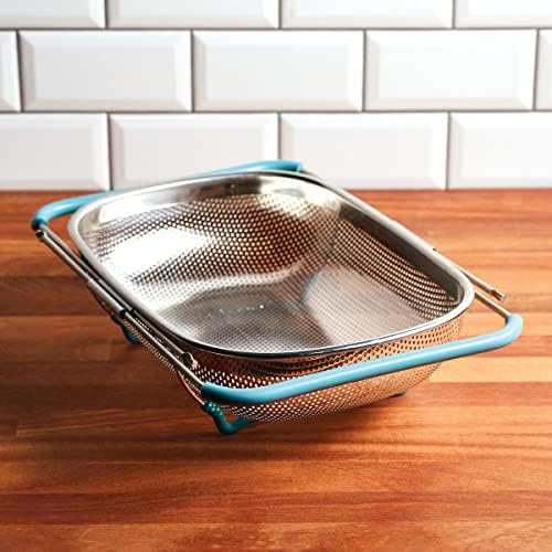 Rachael Ray 45 Quart Over-the-Sink Colander with Agave Blue Handles