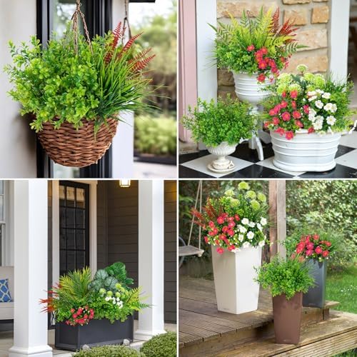 20 Pcs Artificial Plants for Outdoor Garden Decor