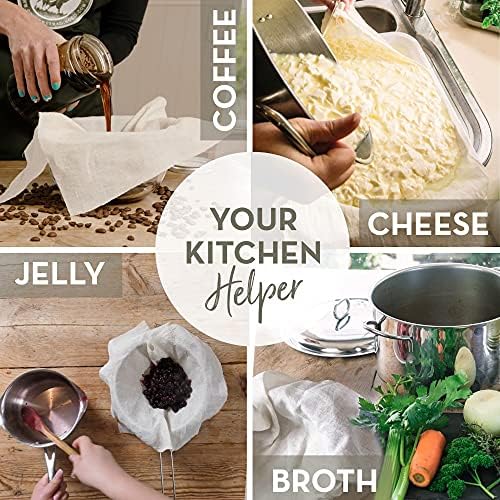 23 x 23 Organic Cotton Cheesecloth for Kitchen Straining Reusable GOTS Certified