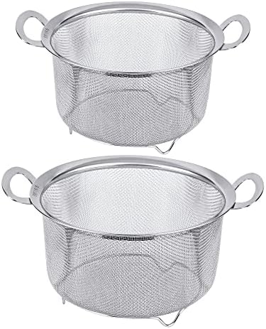 2-Piece Stainless Steel Strainers with Handles for Kitchen Use