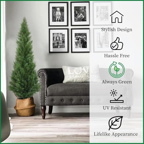 Artificial Cedar Topiary Trees - 5 Outdoor Potted Plants for Peaceful Places