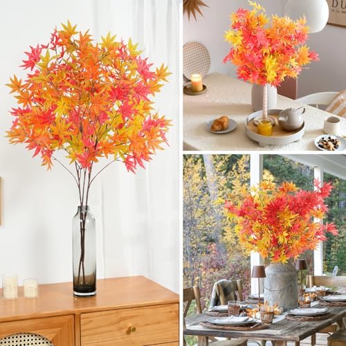 3Pcs Fall Artificial Maple Leaves Branches for Home