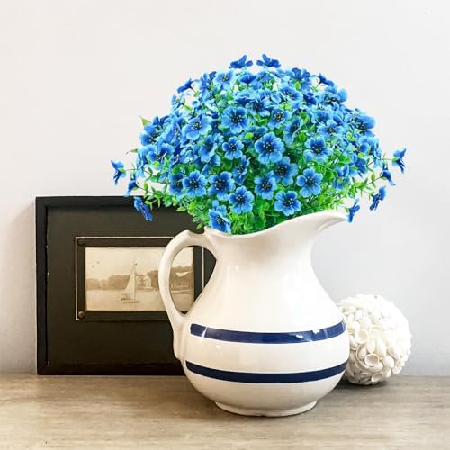 Gorgeous Artificial Fake UV-Resistant Flowers Outdoors Blue