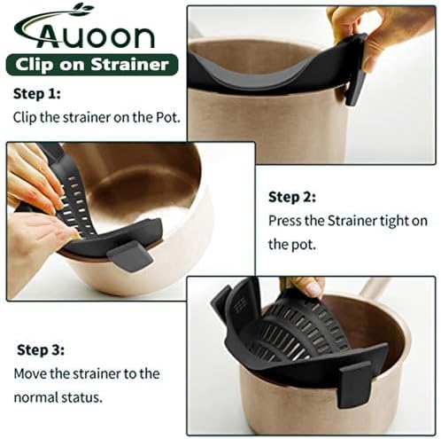 AUOON Food Strainer Clip On Silicone for Pots Pans 1