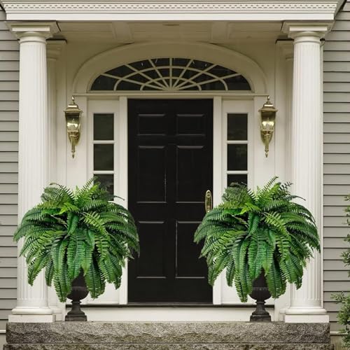4x Realistic Fake Boston Fern Outdoor Planter