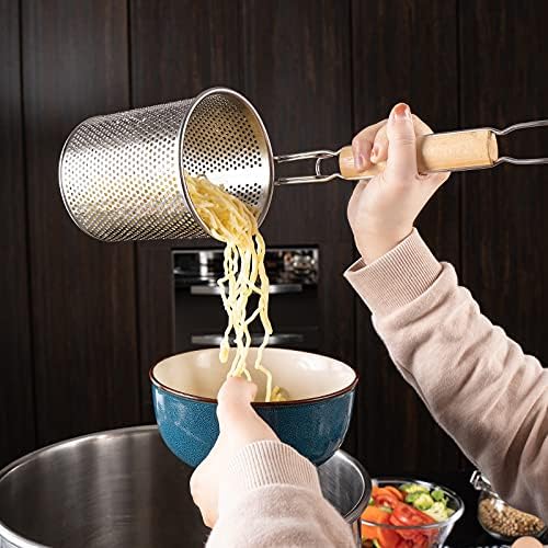 MyLifeUNIT Stainless Steel Food Strainer with Wooden Handle