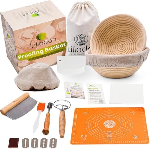 Liliadon Sourdough Bread Baking Kit Set Two Round Baskets