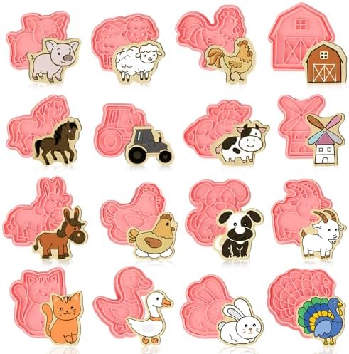 16 Pack Farm Animal Cookie Cutters