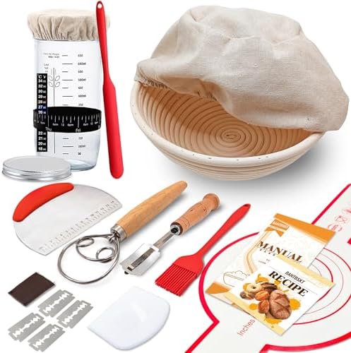 BANTBSKT Complete Sourdough Starter Kit with Glass Jar Recipe Book