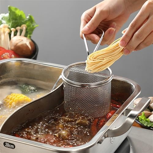 Stainless Steel Hot Pot Colander with Hook for Pasta and French Fries