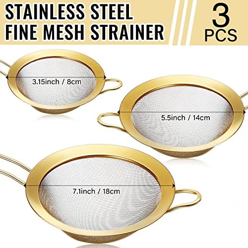 Stainless Steel Gold Colander 3 Strainer Set