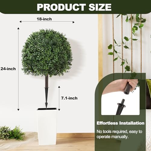 24 Artificial Boxwood Topiary Balls Set of 2 with Spike