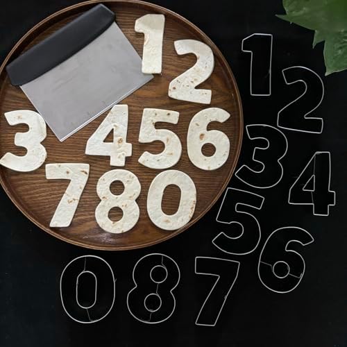 Auktosmn Large Number Cookie Cutter Set with Dough Scraper Chopper 9 Piece Set