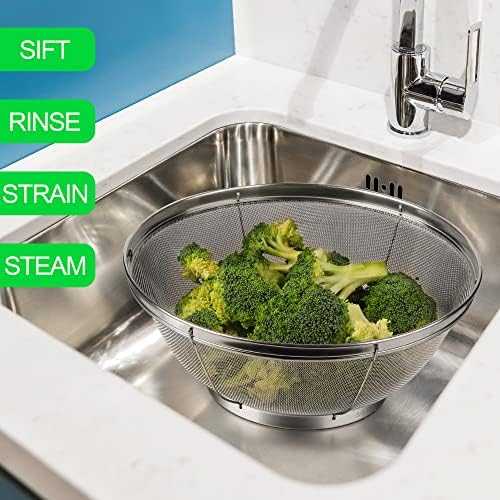 Perfect for Straining Pasta Rice More Space-Saving stainless steel colander