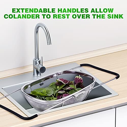 Sturdy 6-Quart Over The Sink Colander for Fruit Vegetables More