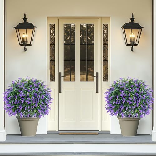 Grooy Artificial Boxwood Topiary Ball with Lavender Set of 2