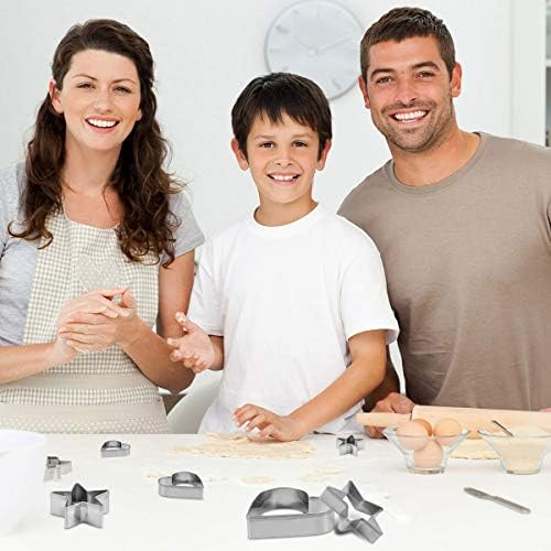 10Pcs Stainless Steel Cookie Cutters Set with Star Heart Shapes Multi-Functional