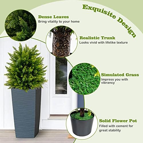 Goplus 215 Artificial Cedar Tree Set of 2