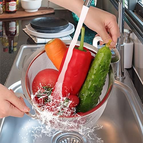 2-Piece Stainless Steel Strainers with Handles for Kitchen Use