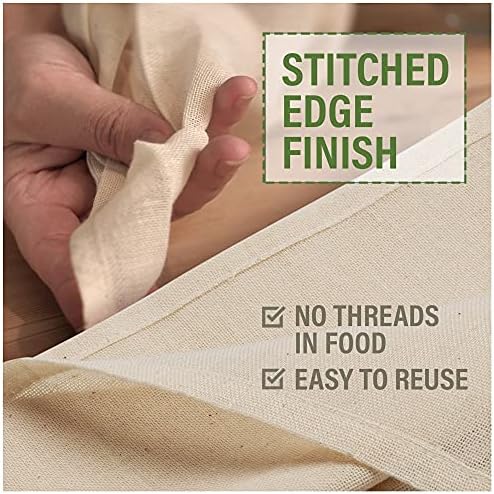 23 x 23 Organic Cotton Cheesecloth for Kitchen Straining Reusable GOTS Certified