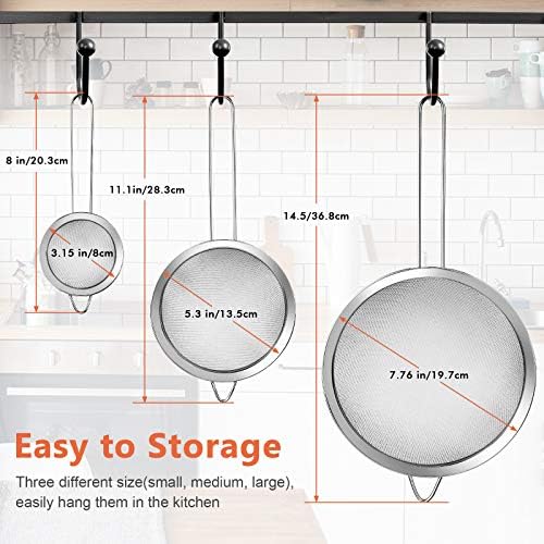 3-Piece Stainless Steel Strainer Set with Handles