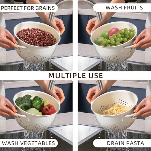 Rust-Proof 5-Quart Metal Colander with Double Handles for Kitchen Use