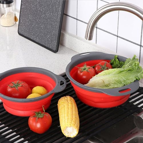 Perfect Collapsible silicone Colander Set space-saving Kitchen Essential for Diners
