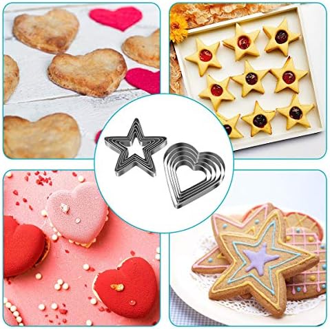 10Pcs Stainless Steel Cookie Cutters Set with Star Heart Shapes Multi-Functional