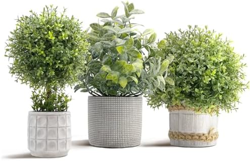 3 Pack Small Artificial Boxwood Topiary Trees for Home Outdoor Use