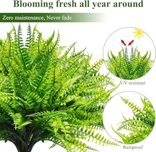 4x Realistic Fake Boston Fern Outdoor Planter