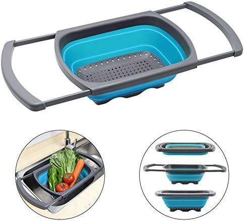 QiMH Colander Collapsible 6-Quart Kitchen Strainer with Extendable Handles