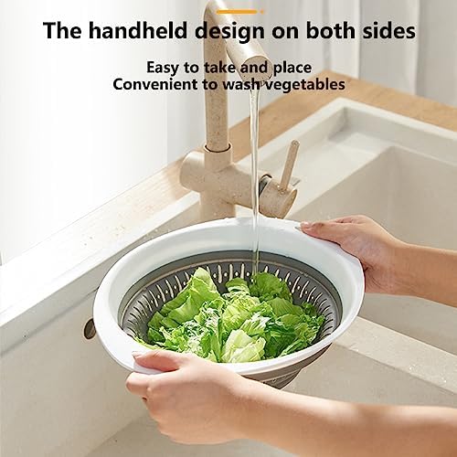 Quickly Strain with LogFaadCoiCollapsible Colander Strainer Set Blue
