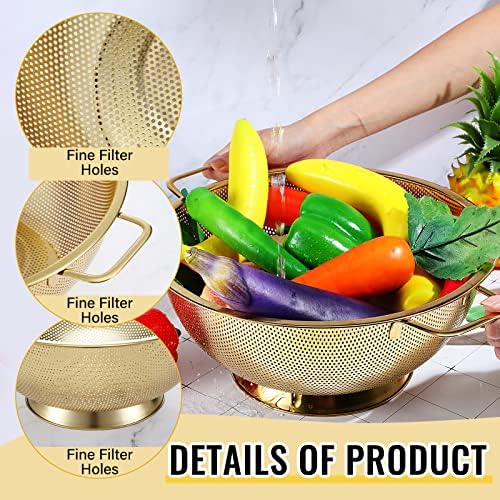 Stainless Steel Gold Colander 3 Strainer Set
