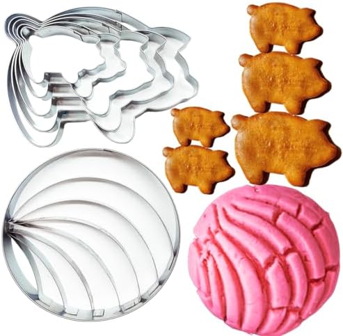 Concha Cutter Mexican Bread Mold - 5pc Pig Cookie Cutters