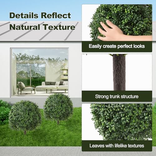 24 Artificial Boxwood Topiary Balls Set of 2 with Spike